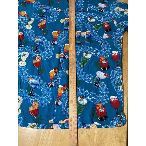 Cherokee Waikiki Wear Shirt Mixed Drinks Martini Hawaiian Mens SZ L 23.5pit2pit - Picture 7 of 7